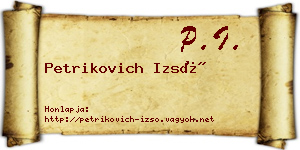 Petrikovich Izsó névjegykártya